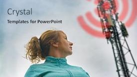  Presentation with bts - PPT theme featuring woman-is-standing-near background and a light blue colored foreground