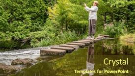  Presentation with stream - Slide deck enhanced with woman is taking photographs of a stream in michigan's upper peninsula background and a tawny brown colored foreground