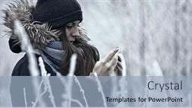  Presentation with smart - Slide set with woman-is-texting-on-smart background and a light blue colored foreground