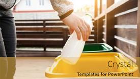  Presentation with plastic bottle - Theme featuring woman-is-throwing-the-plastic background and a yellow colored foreground