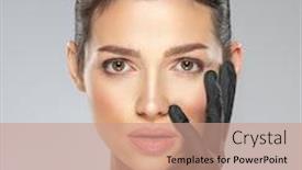  Presentation with skin medical - Presentation theme enhanced with woman-is-touching-her-face background and a coral colored foreground