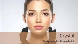  Presentation with skin medical - Presentation featuring woman-is-touching-her-face background and a coral colored foreground