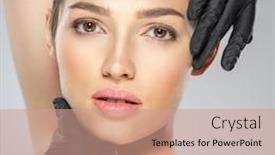  Presentation with injection plastic - Cool new presentation design with woman-is-touching-her-face backdrop and a coral colored foreground