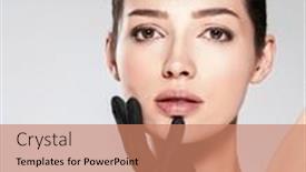  Presentation with skin medical - PPT layouts enhanced with woman-is-touching-her-face background and a coral colored foreground