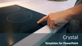  Presentation with sensor - Audience pleasing PPT layouts consisting of woman-is-touching-the-sensor backdrop and a tawny brown colored foreground