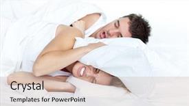  Presentation with snoring - Beautiful presentation featuring woman is trying to sleep backdrop and a soft green colored foreground