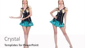  Presentation with white and black woman climbing ladders - Presentation design consisting of woman-isolated-on-the-white background and a white colored foreground