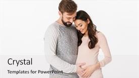  Presentation with young man and a woman - Amazing PPT layouts having man standing with his pregnant backdrop and a lemonade colored foreground