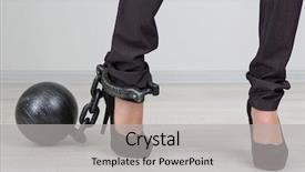  Presentation with chain - Colorful PPT theme enhanced with woman jail - business worker with ball backdrop and a light gray colored foreground