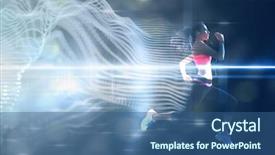  Presentation with blue design - Colorful presentation theme enhanced with woman jogging against light design backdrop and a ocean colored foreground