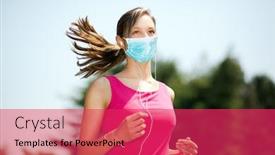  Presentation with coronavirus - Colorful presentation design enhanced with woman-jogging-at-the-park backdrop and a red colored foreground
