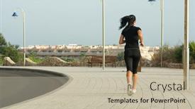  Presentation with morning show - Presentation theme consisting of woman-jogging-in-the-morning background and a mint green colored foreground
