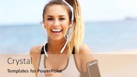  Presentation with beach - Slide set consisting of woman-jogging-on-the-beach background and a coral colored foreground