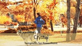  Presentation with guide dog helping blind woman - Slide deck featuring woman jogging with her dog background and a  colored foreground