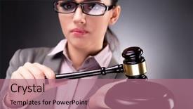  Presentation with justice - Amazing PPT layouts having woman judge with gavel in justice concept backdrop and a coral colored foreground