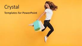  Presentation with young man and a woman - Amazing PPT layouts having woman jumping isolated over yellow backdrop and a yellow colored foreground