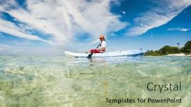  Presentation with clear - Presentation featuring woman-kayaking-in-clear-tropical background and a mint green colored foreground