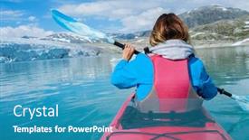  Presentation with glacier - Audience pleasing slide deck consisting of woman kayaking on styggvatnet glacier lake near jostedalsbreen glacier norway backdrop and a teal colored foreground