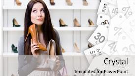  Presentation with helping others two hands woman - Slides having woman keeps two stylish pumps background and a  colored foreground