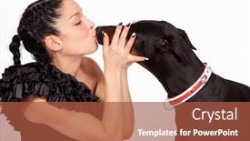 Presentation with doberman - Colorful slide set enhanced with woman-kissing-doberman-close-up backdrop and a red colored foreground