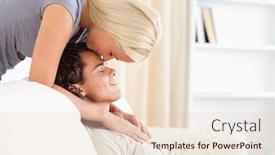  Presentation with deliberate living - PPT layouts consisting of woman kissing her fiance on the forehead in their living room background and a lemonade colored foreground