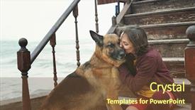  Presentation with german - Presentation theme enhanced with woman kissing her german shepherd background and a tawny brown colored foreground