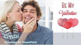  Presentation with valentines - Presentation having woman kissing man on his cheek against cute valentines message background and a ocean colored foreground