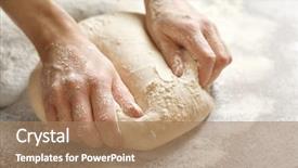  Presentation with dough - PPT layouts with woman kneading dough on table background and a coral colored foreground