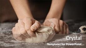  Presentation with baker kneading dough homemade bread - Slide set having woman kneading dough on table background and a violet colored foreground
