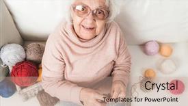  Presentation with blended colorful - Colorful PPT theme enhanced with woman knitting with colorful lace backdrop and a coral colored foreground