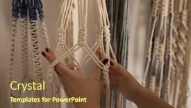  Presentation with strings - Slide set with woman-knotting-strings-in-workshop background and a tawny brown colored foreground