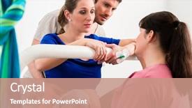  Presentation with nurse - PPT theme enhanced with woman laboring in delivery room background and a coral colored foreground