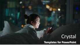  Presentation with mobile use - Presentation theme enhanced with woman-lay-down-on-bed background and a dark gray colored foreground