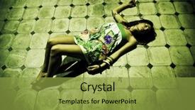  Presentation with spooky - Amazing slides having woman laying in spooky floor with short dress backdrop and a gold colored foreground