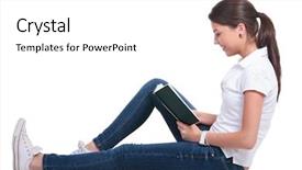  Presentation with floor - Presentation theme featuring woman laying on the floor background and a white colored foreground