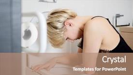  Presentation with woman in sea - Theme having woman leaning on open toilet background and a coral colored foreground