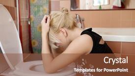  Presentation with young sing woman singing young - Presentation design enhanced with woman leaning on open toilet background and a tawny brown colored foreground