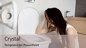  Presentation with toilet - Presentation consisting of woman leaning on open toilet background and a light gray colored foreground