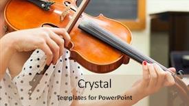  Presentation with role play woman and man - Slide set consisting of woman learning to play violin background and a coral colored foreground