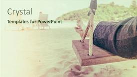  Presentation with swing - Slides enhanced with woman leg on a swing at tropical sea beach - filtered image processed vintage effect background and a cream colored foreground