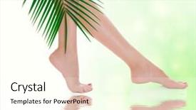  Presentation with for green - Cool new slide set with woman legs and green palm backdrop and a  colored foreground