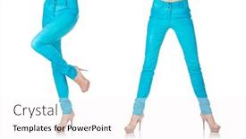  Presentation with trousers - Audience pleasing PPT layouts consisting of woman-legs-in-blue-trousers backdrop and a white colored foreground