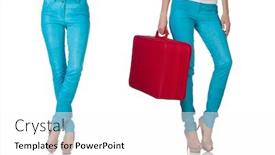  Presentation with trousers - Presentation theme having woman-legs-in-blue-trousers background and a white colored foreground
