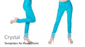  Presentation with trousers - Colorful PPT theme enhanced with woman-legs-in-blue-trousers backdrop and a white colored foreground