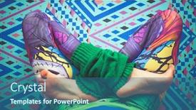  Presentation with lotus - Beautiful slide set featuring woman-legs-in-colorful-leggings backdrop and a ocean colored foreground