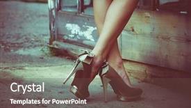  Presentation with shot - Amazing PPT theme having woman legs in high heel backdrop and a tawny brown colored foreground