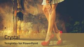  Presentation with shot - Amazing slide deck having woman legs in red high backdrop and a yellow colored foreground