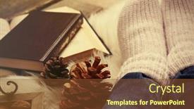  Presentation with pine cone - Cool new slide set with woman legs pine cone and books closeup backdrop and a tawny brown colored foreground