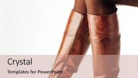  Presentation with brown leather - PPT theme enhanced with woman legs wearing brown leather high boots white background background and a coral colored foreground