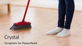  Presentation with housekeeping - Cool new theme with woman legs with broom backdrop and a lemonade colored foreground